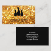 清掃エレガントサービス金ゴールドグリッター水色 名刺 (正面/裏面)