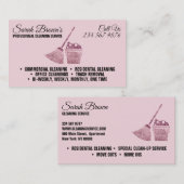 清掃エレガントメイド清掃ピンクきらめく色 名刺 (正面/裏面)