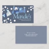 清掃サービスがブルービジネスカードを泡立てる 名刺 (正面/裏面)