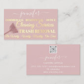 清掃サービスごみ取りメイドバラ金ゴールド 名刺 (正面/裏面)