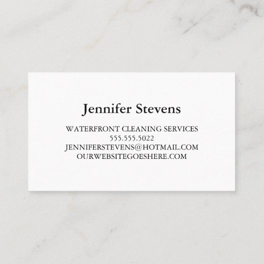 清掃サービスのクローザラインの写真モダンメイド 名刺 (裏面)