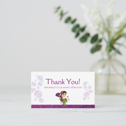 清掃サービスのメイドSparkleありがとう 名刺 (スタンド正面)