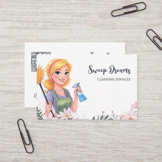 清掃サービスハウスメイドフローラQR 名刺 (正面/裏面インサイチュ)