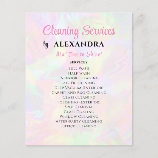 清掃サービスハウス保のホログラフィエレガントー チラシ (正面)