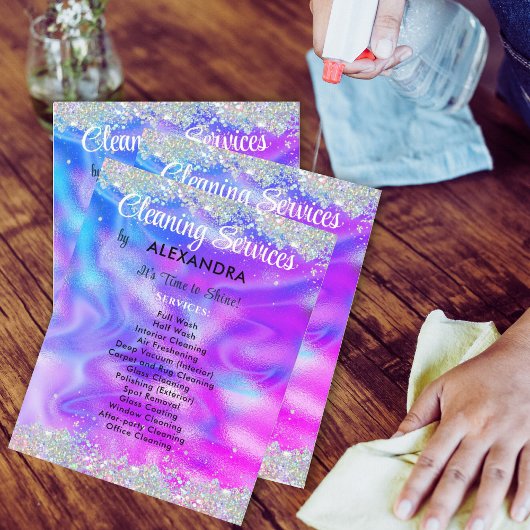 清掃サービスハウス保のホログラフィックパープル チラシ