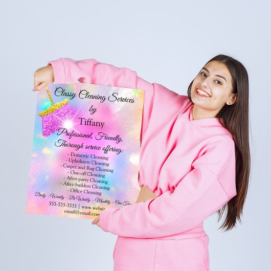 清掃サービスハウス保の自筆画ピンク チラシ