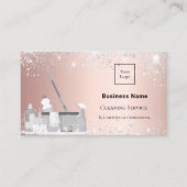 清掃サービスバラ銀グリッターダストロゴQR 名刺 (正面)