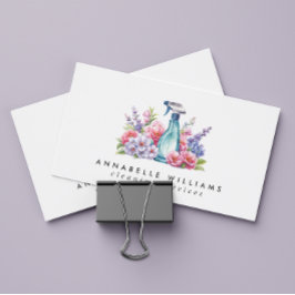 清掃サービスフローラ水彩スプレーボトル 名刺