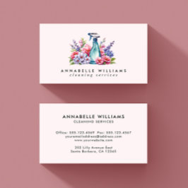 清掃サービスフローラ水彩スプレーボトル 名刺