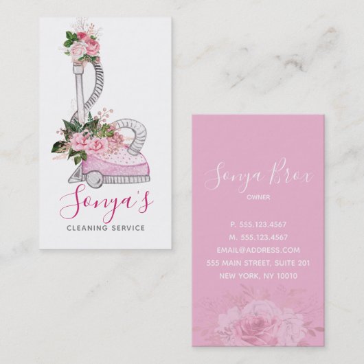 清掃サービスフローラ水色掃除機 名刺 (正面/裏面)