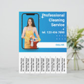 清掃サービスプロモーションチラシの切り取りストリップ (スタンド正面)