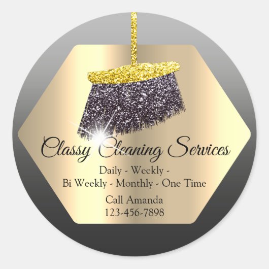 清掃サービスメイドハウスキーパーゴールデンブロム ラウンドシール (正面)