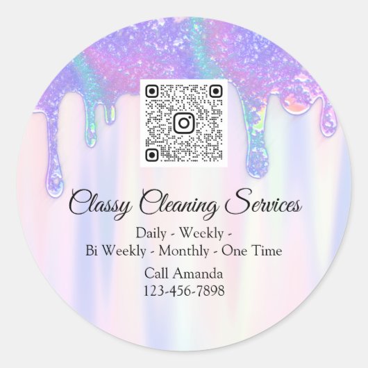 清掃サービスメイドハウスキーパーQRCodeドリンク ラウンドシール (正面)