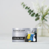 清掃サービスメイドハウスキーピングモダンメタル 名刺 (スタンド正面)