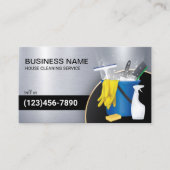 清掃サービスメイドハウスキーピングモダンメタル 名刺 (正面)