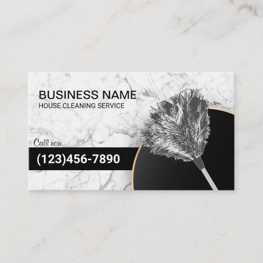清掃サービスメイドハウスキーピング白大理石 名刺 (正面)