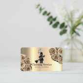 清掃サービスメイドハウス保の金ゴールドグリッター 名刺 (スタンド正面)