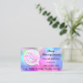 清掃サービスメイドホームグルームロゴピンクQRコード 名刺 (スタンド正面)