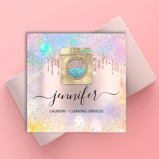 清掃サービスランドリーQRコドロゴバラドリップ スクエア名刺