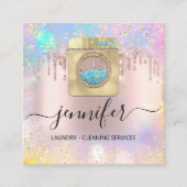 清掃サービスランドリーQRコドロゴバラドリップ スクエア名刺 (正面)