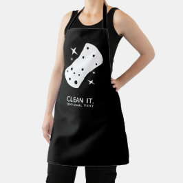 清掃サービス事業白黒 エプロン