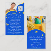 清掃サービス保ハウスQRCodeフォトブルー 名刺 (正面/裏面)