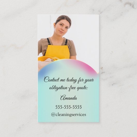 清掃サービス保ハウスQRCodeフォトブルー 名刺 (裏面)