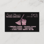 清掃サービス女中の守衛室ピンクきらめく色 名刺 (正面)