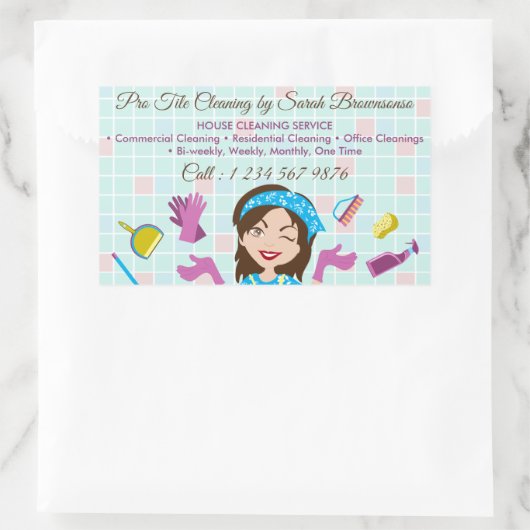 清掃サービス業務用洗濯タイル 長方形シール (バッグ)