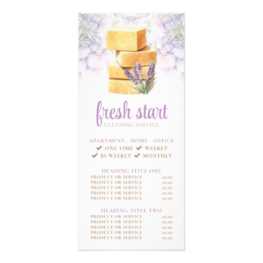 清掃サービス水彩石鹸の価格表 ラックカード (正面)