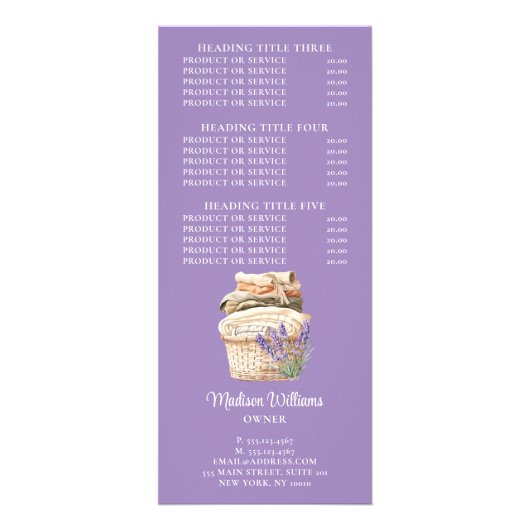 清掃サービス水彩石鹸の価格表 ラックカード (裏面)