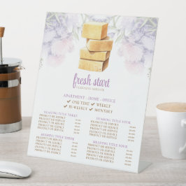 清掃サービス水彩石鹸の価格表 台座サイン