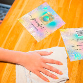 清掃サービス洗濯QRコドロゴホログラフ スクエア名刺