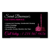 清掃サービス清掃ユニットの供給スパークルグリッター マグネット名刺 (正面)