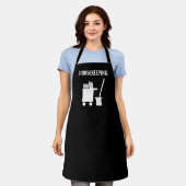 清掃サービス用の黒いハウスキーピングエプロン エプロン (着用した状態)