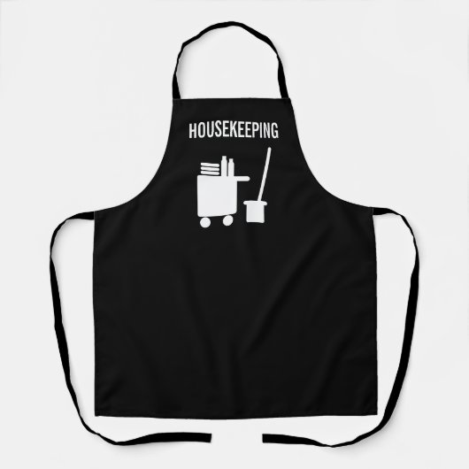 清掃サービス用の黒いハウスキーピングエプロン エプロン (正面)