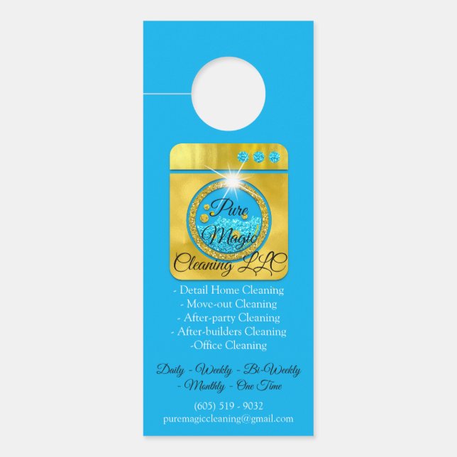 清掃サービス移動クリーニング洗浄ランディBlueGold ドアノブサイン (正面)