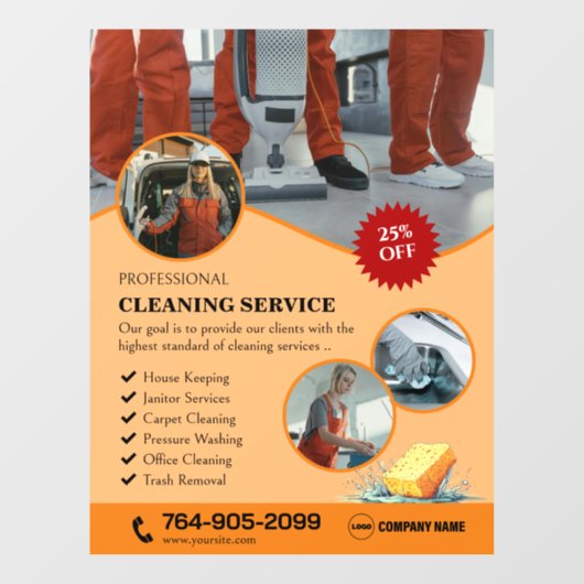 清掃サービス窓用シール ウィンドウサイン (シート)