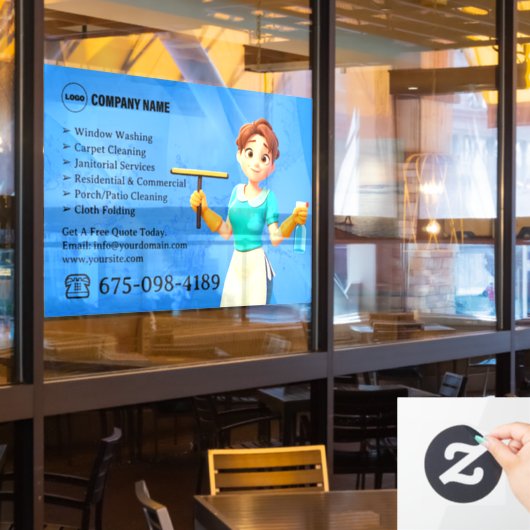 清掃サービス窓用シール ウィンドウサイン (レストラン窓)