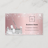 清掃サービス赤面銀グリッターダストロゴQR 名刺 (正面)