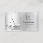 清掃サービス銀グリッターダストロゴQRコード 名刺 (正面)