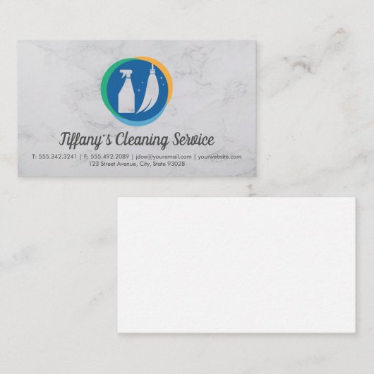 清掃サービス | メイド ロゴ | 大理石 名刺 (正面/裏面)