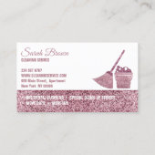 清掃サービス メイド 掃除 ピンク スパークル 名刺 (裏面)