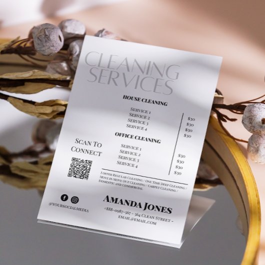 清掃サービス メイド 料金 白黒 チラシ