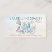 清掃サービス – 水彩スタイルデザインブシン 名刺 (正面)