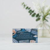 清掃サービス – 水彩スタイルデザインブシン 名刺 (スタンド正面)