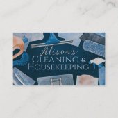 清掃サービス – 水彩スタイルデザインブシン 名刺 (正面)