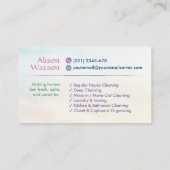 清掃サービス – 水彩スタイルデザインブシン 名刺 (裏面)