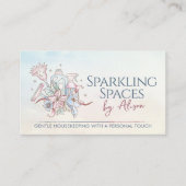 清掃サービス – 水彩スタイルデザインブシン 名刺 (正面)