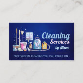 清掃サービス – 水彩スタイルデザイン 名刺 (正面)